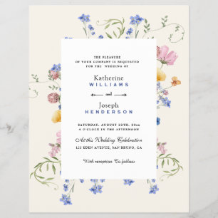 Elegant Wldflowers Meadow RSVP wedding Invitations Flyer