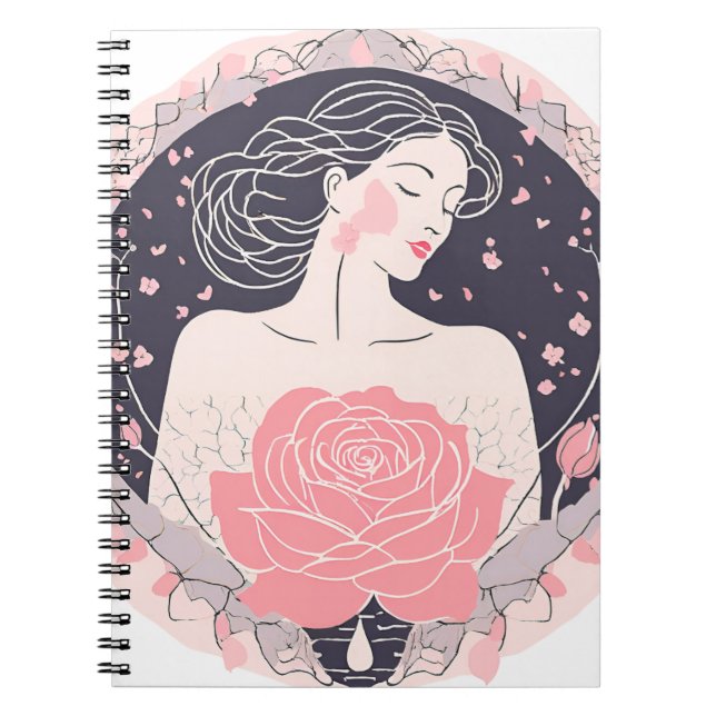 Elegant woman abstract peaceful pink notebook (Front)