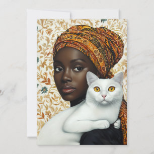 Elegant Woman and Cat Invitation