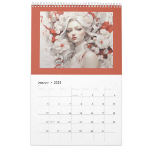 Elegant woman art design calendar