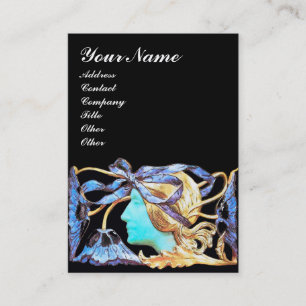 ELEGANT WOMAN BEAUTY JEWEL /LADY,BLUE BOW,FLOWERS BUSINESS CARD