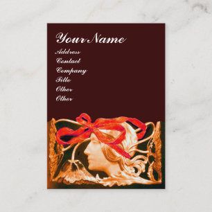 ELEGANT WOMAN BEAUTY JEWEL /LADY,RED BOW,FLOWERS BUSINESS CARD