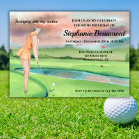 Elegant Woman Golf Player Swinging 60th Birthday