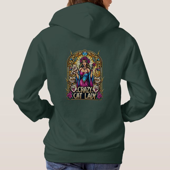 Elegant Woman Holding Kitten With Surrounding Cats Hoodie (Back)