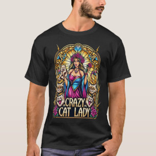 Elegant Woman Holding Kitten With Surrounding Cats T-Shirt
