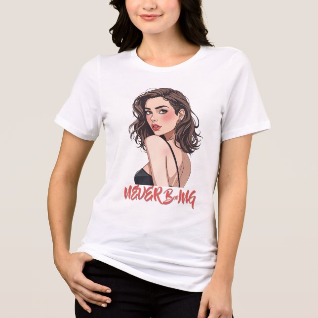 Elegant Woman in Black Dress Tri-Blend Shirt (Front)