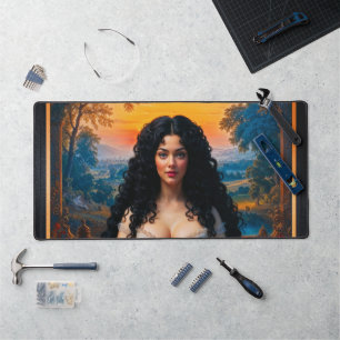 Elegant Woman In Meditative Harmony by Xzendor7 Desk Mat