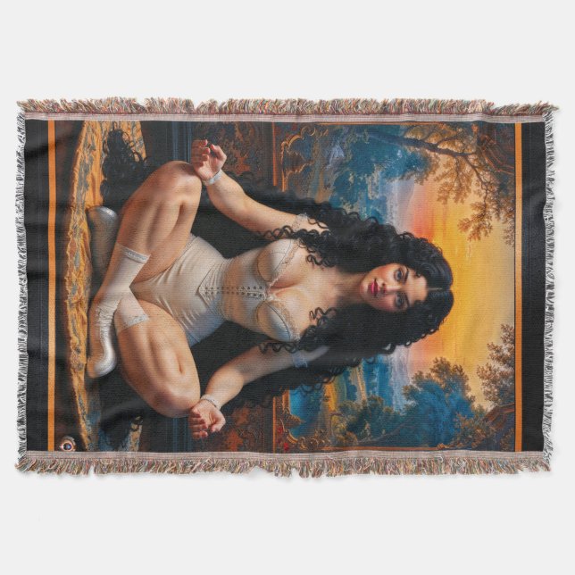 Elegant Woman In Meditative Harmony by Xzendor7 Throw Blanket (Front)