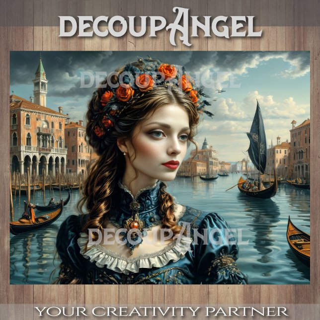 Elegant Woman in Venice -Decoupage- Tissue Paper (Creator Uploaded)