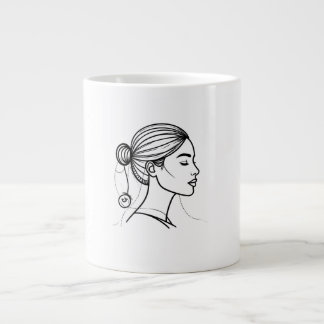 Elegant Woman Line Art Large Coffee Mug