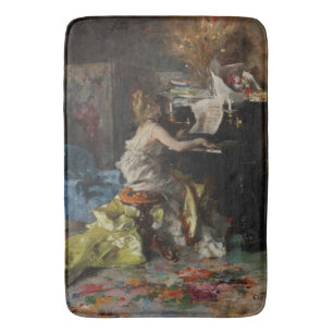 Elegant Woman Playing the Piano (Giovanni Boldini) Bath Mat