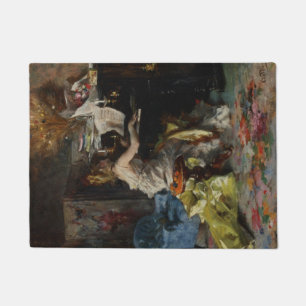 Elegant Woman Playing the Piano (Giovanni Boldini) Doormat