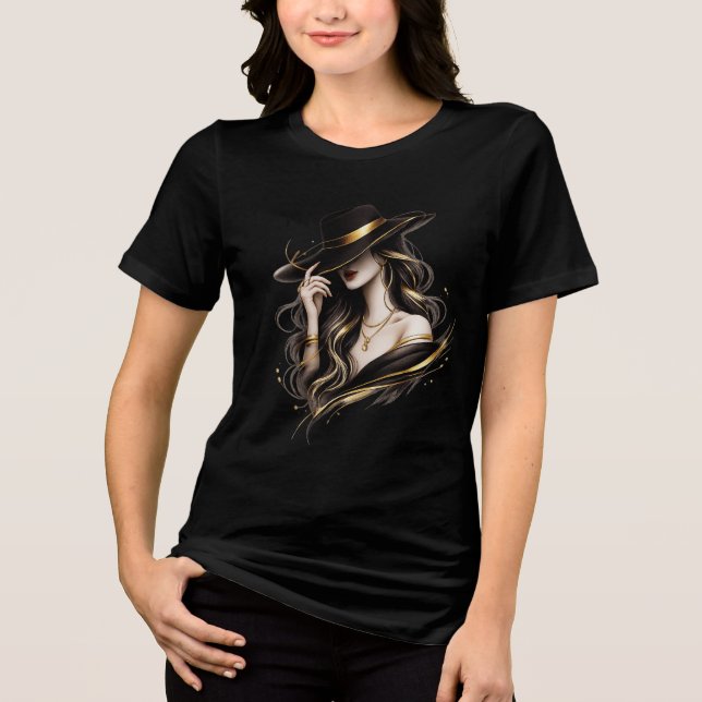 Elegant Woman Portrait Graphic T-Shirt Tri-Blend Shirt (Front)