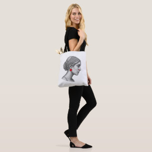 Elegant Woman Portrait with Red Accent Tote Bag