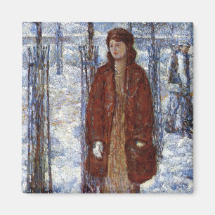 Elegant Woman (Snowy Winter of 1918 in New York) Magnet