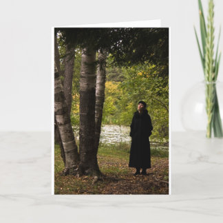 "Elegant Woman Under Tree" greeting card