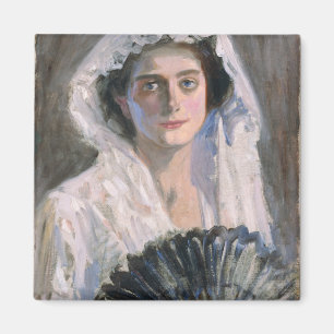 Elegant Woman with a Black Fan (Fujishima Takeji) Magnet
