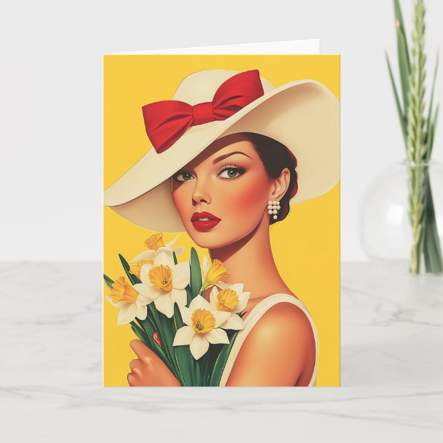 Elegant Woman with Daffodils Invitation (Front)