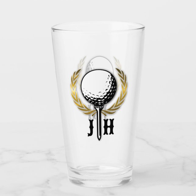 Elegant Women Golf Monogram Design Glass (Front)