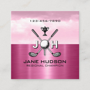 Elegant Women Golf Monogram Design Square Business Card