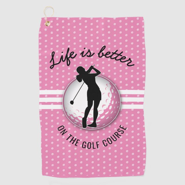 Elegant Women Golfer Design Golf Towel (Front)