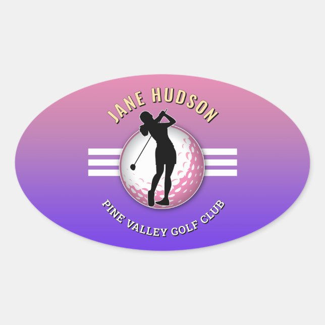 Elegant Women Golfer Design Oval Sticker (Front)