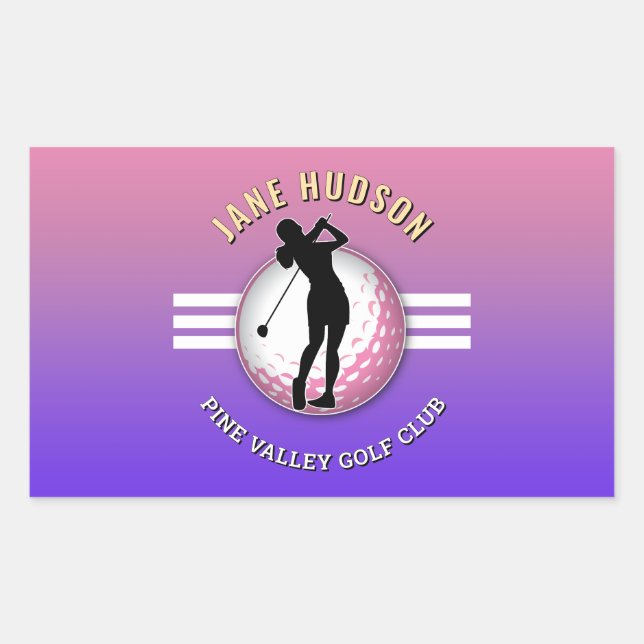 Elegant Women Golfer Design Rectangular Sticker (Front)