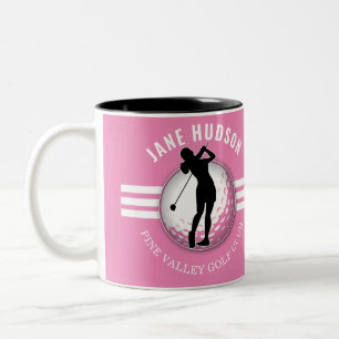 Elegant Women Golfer Design Two-Tone Coffee Mug