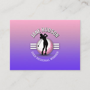 Elegant Women Golfer Monogram Design Business Card