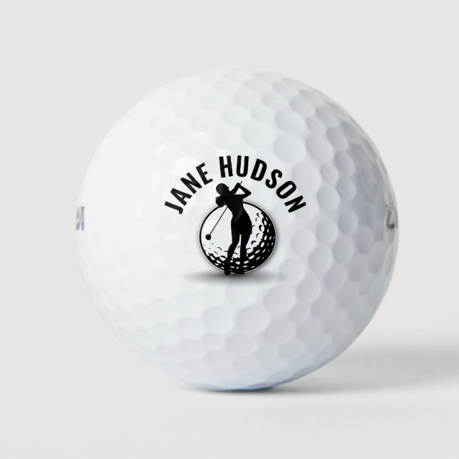 Elegant Women Golfer Monogram Design Golf Balls (Front)