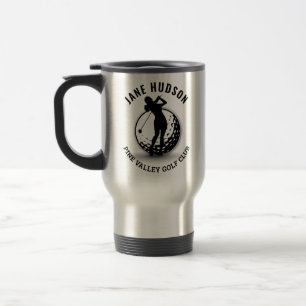 Elegant Women Golfer Monogram Design Travel Mug