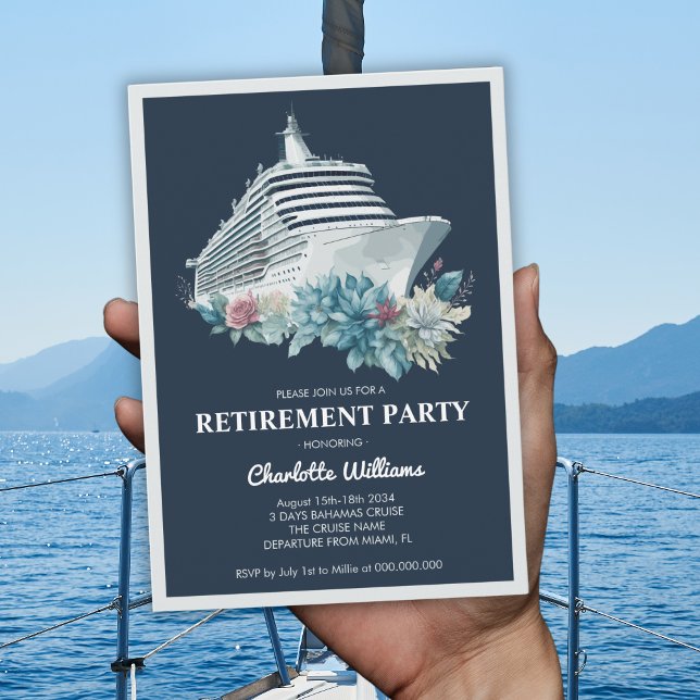 Elegant Women Retirement Party Cruise Ship Invitation (Elegant Women Retirement Party Cruise Ship Invitation)