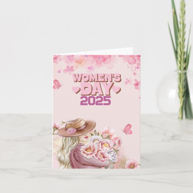 Elegant Women's Day 2025 with Pink Floral Design Invitation (Front)