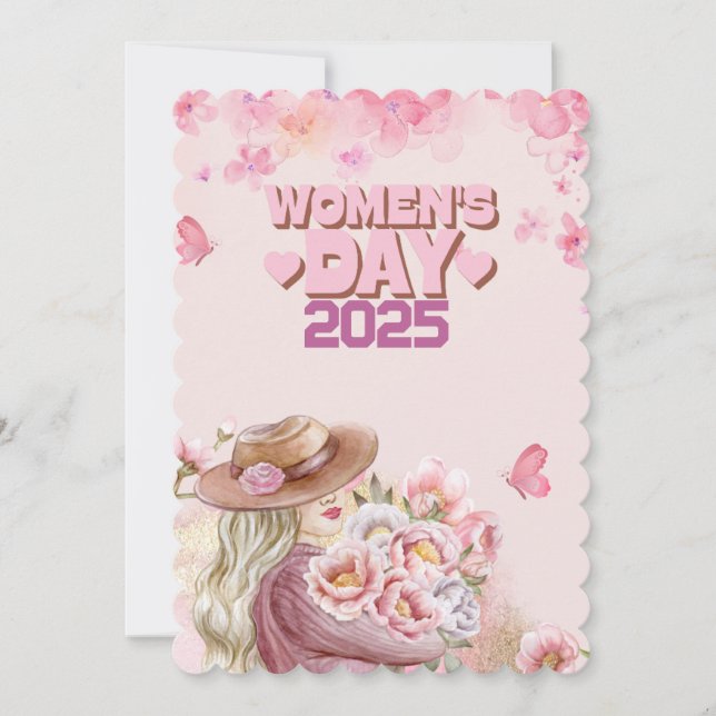 Elegant Women's Day 2025 with Pink Floral Design Invitation (Front)