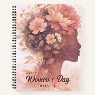Elegant Women's Day Celebration Floral March 8 Notebook