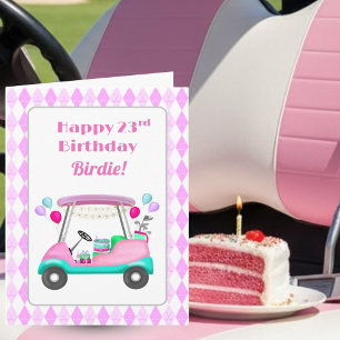 Elegant Women's Golf Party Cart 23rd Birthday   Card