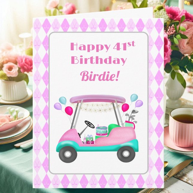 Elegant Women's Golf Party Cart 41st Birthday   Card (Creator Uploaded)