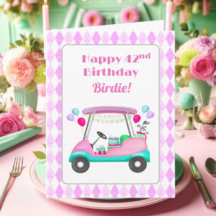Elegant Women's Golf Party Cart 42nd Birthday   Card