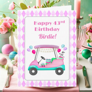 Elegant Women's Golf Party Cart 43rd Birthday   Card