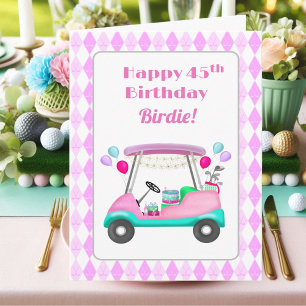 Elegant Women's Golf Party Cart 45th Birthday   Card