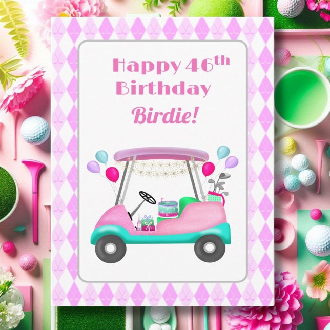 Elegant Women's Golf Party Cart 46th Birthday   Card (Creator Uploaded)