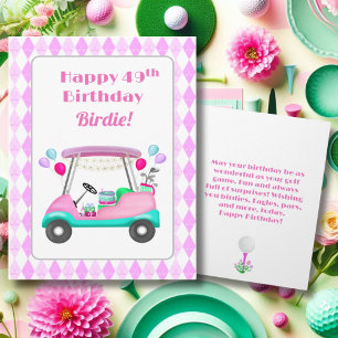 Elegant Women's Golf Party Cart 49th Birthday   Card