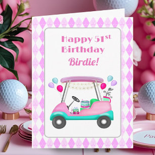 Elegant Women's Golf Party Cart 51st Birthday   Card