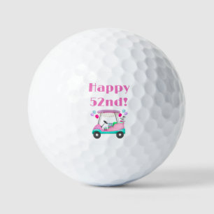 Elegant Women's Golf Party Cart 52nd Birthday Golf Balls