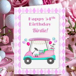 Elegant Women's Golf Party Cart 54thBirthday   Card