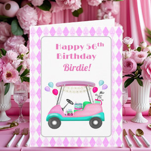 Elegant Women's Golf Party Cart 56th Birthday   Card