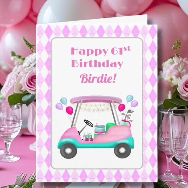 Elegant Women's Golf Party Cart 61st Birthday   Card (Creator Uploaded)