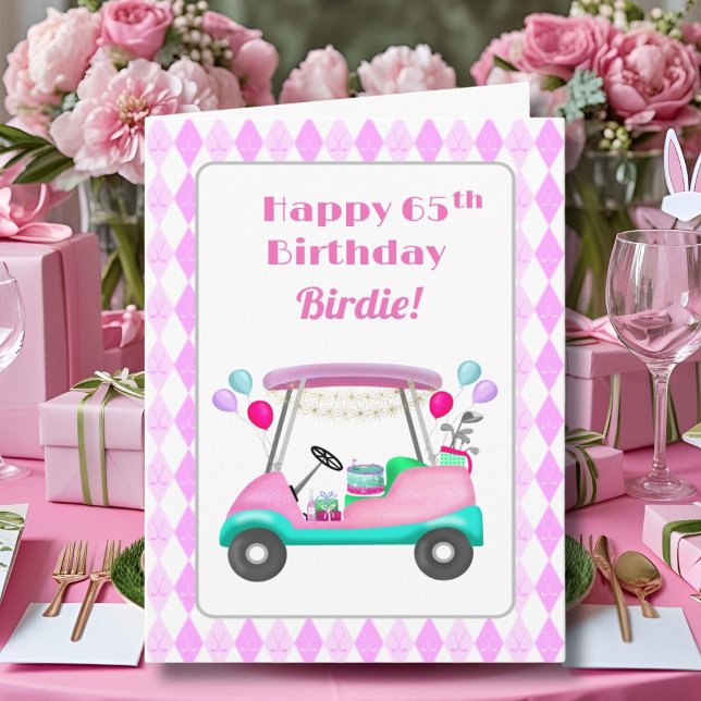 Elegant Women's Golf Party Cart 65th Birthday   Card (Creator Uploaded)