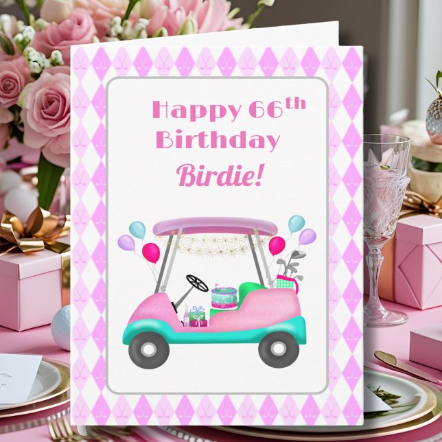 Elegant Women's Golf Party Cart 66th Birthday   Card (Creator Uploaded)