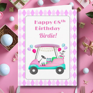 Elegant Women's Golf Party Cart 68th Birthday   Card